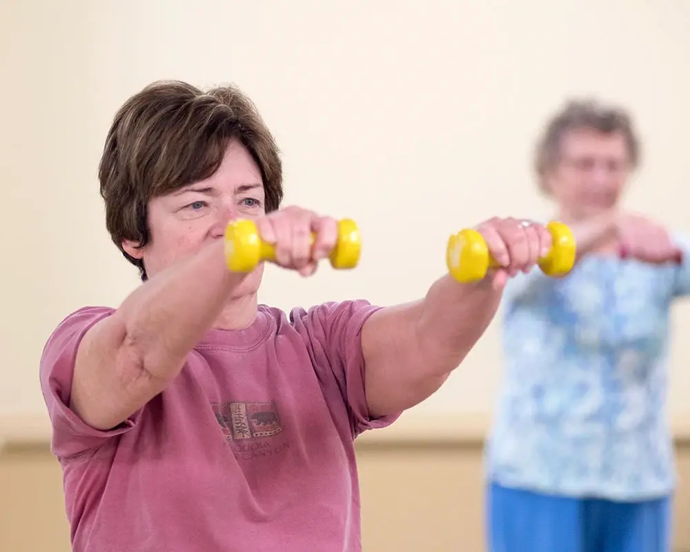 Woman participating in strength training