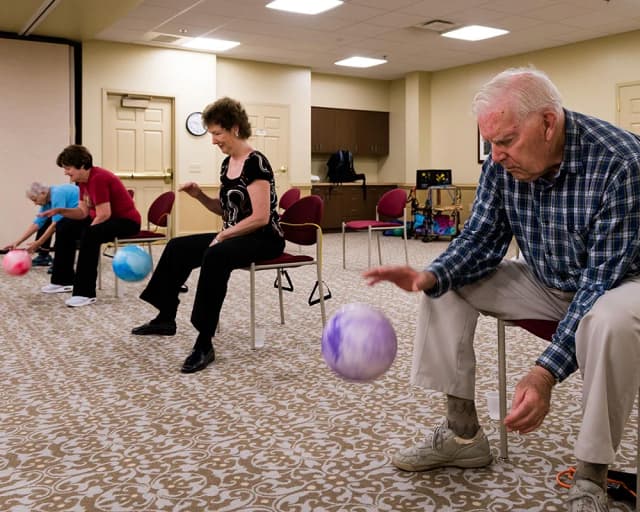 Residents participating in low impact fitness activities