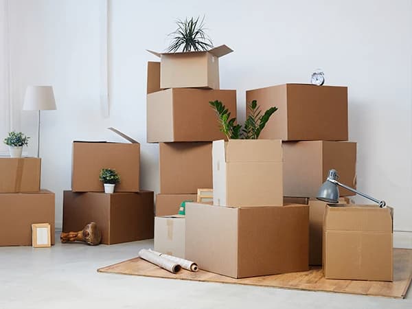 Stack of moving boxes