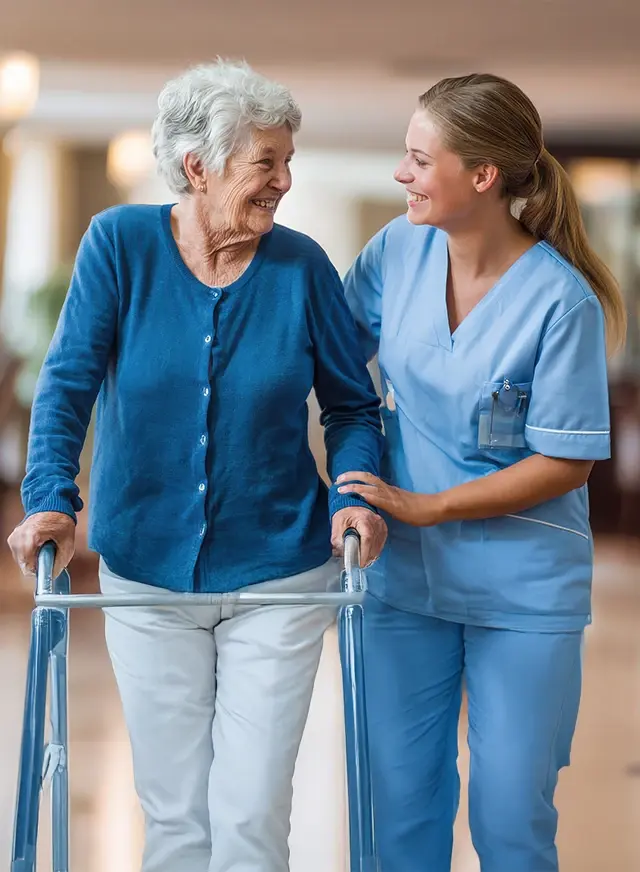 Woman and care giver